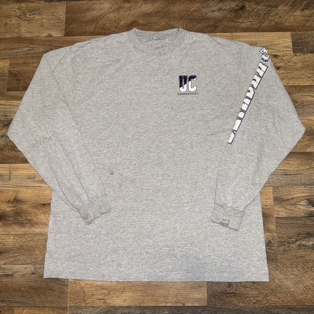Vintage 90s Champion UConn Sweatshirt Shirt Mens XL Long Sleeve Huskies Spellout